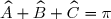 \small \widehat{A} + \widehat{B} + \widehat{C} = \pi